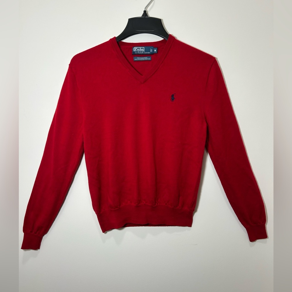 Vintage Polo Ralph Lauren Red Wool Sweater - Picture 1 of 3